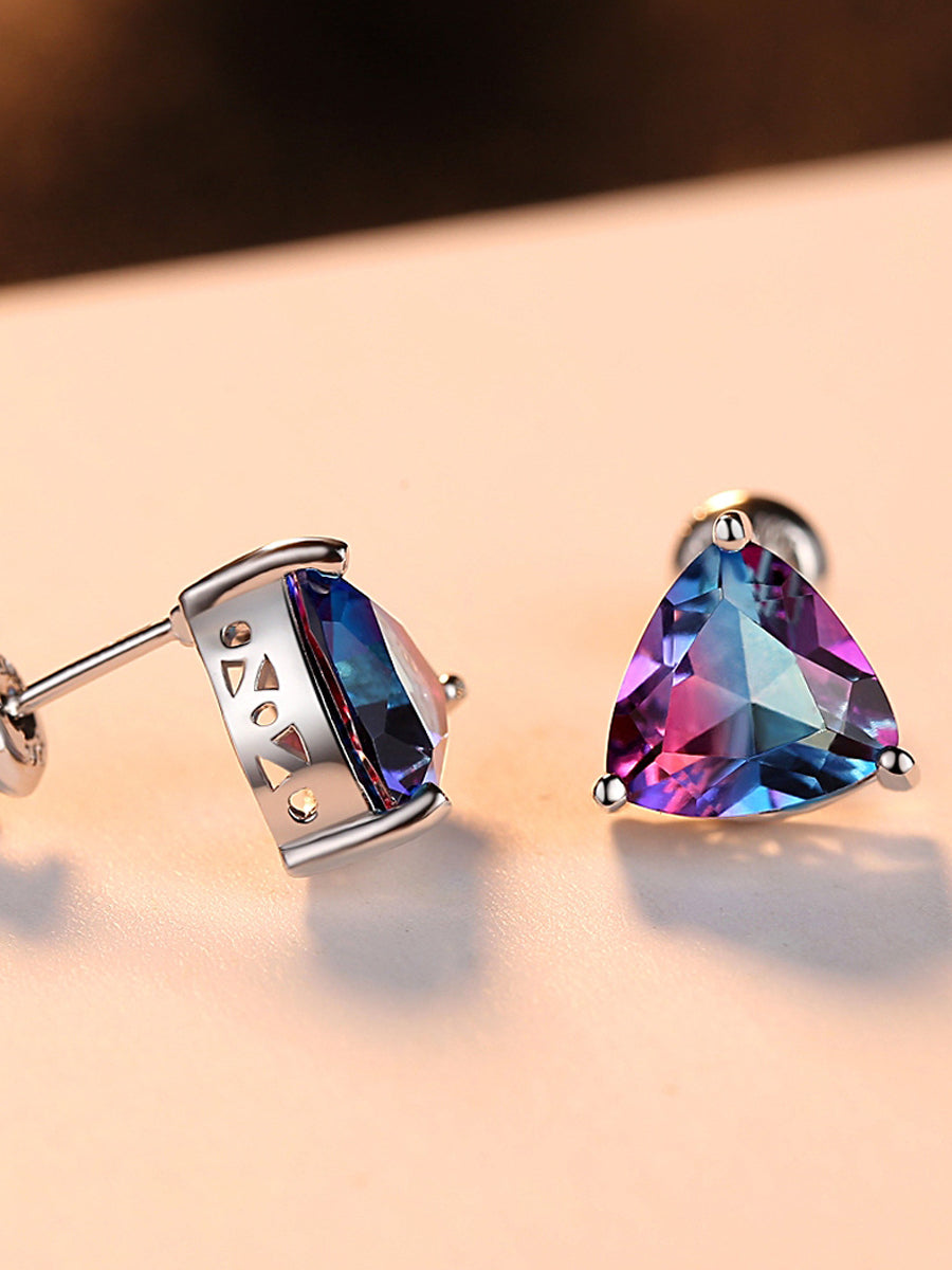 Beautiful Trillion Cut Mystic Topaz Earrings