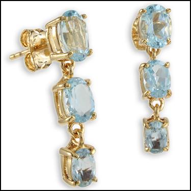 Enticing 18K Yellow Gold Over Solid Sterling Silver 3.90ctw Swiss Blue Topaz Designer Earrings