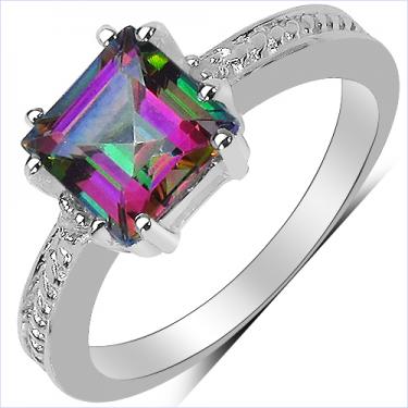 Stunning 14k Diamond & 1.75ctw Mystic Topaz Ring