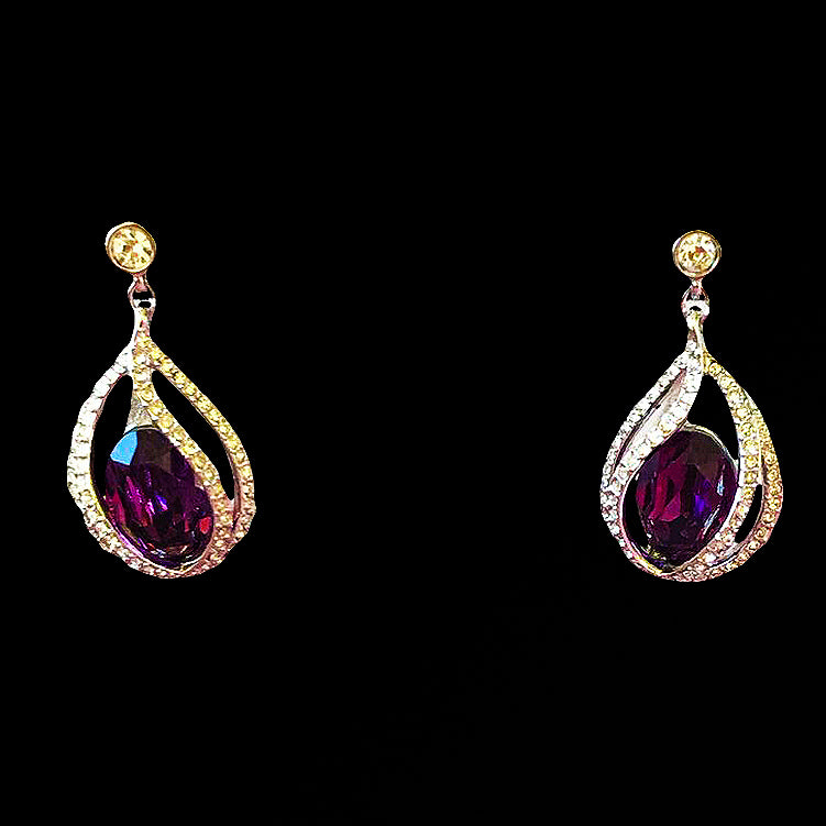 Drop Earrings With Purple Swarovski Crystal