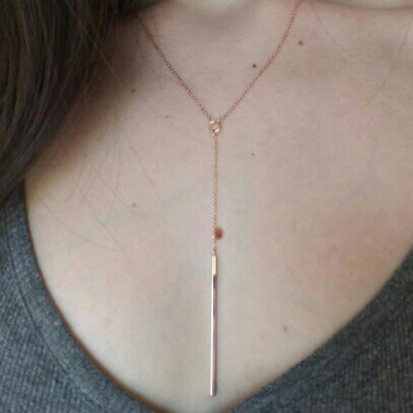 Long Y Style Chain Rose Gold Necklace