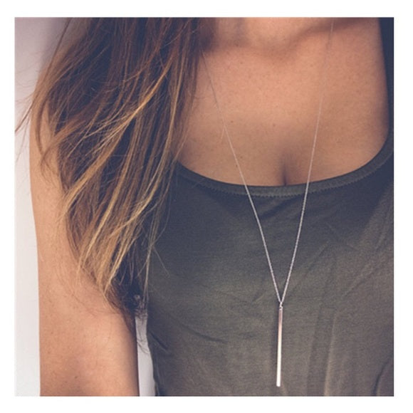 Long Y Style Chain Rose Gold Necklace