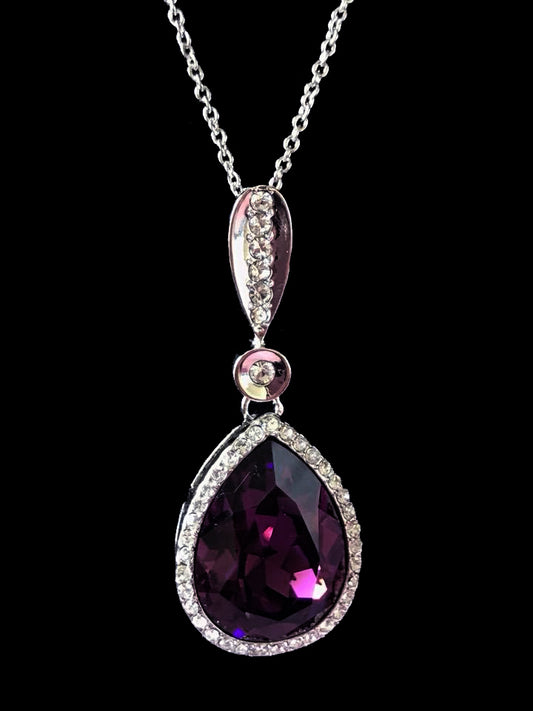 Swarovski Crystal Purple Teardrop Necklace
