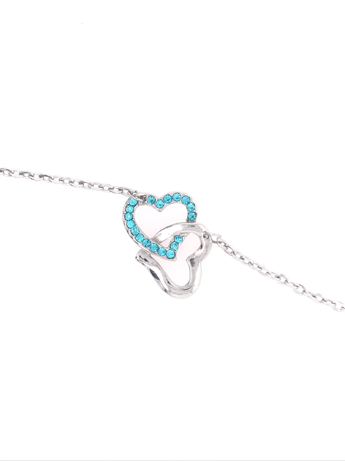Two Linked Swarovski Hearts Necklace