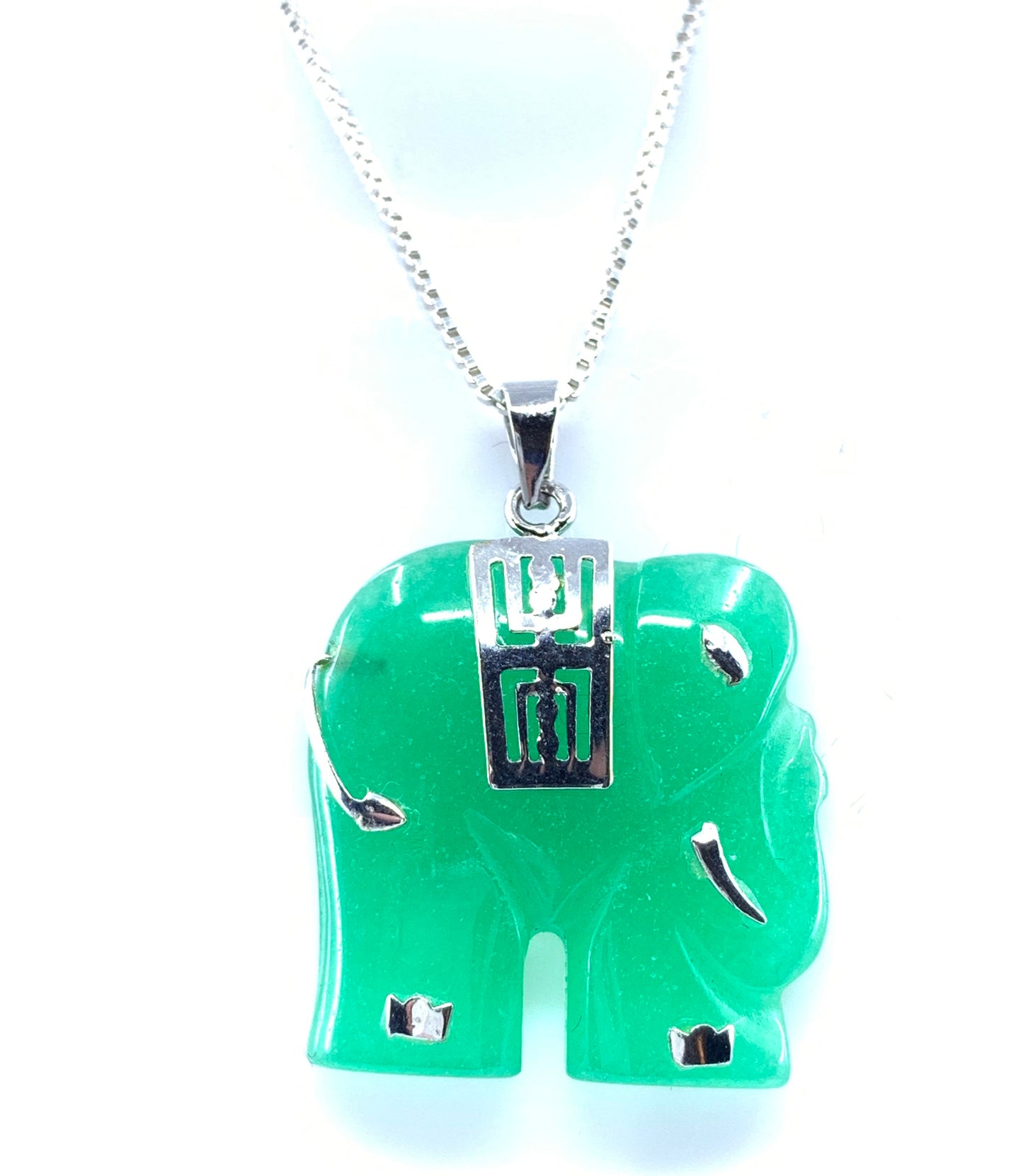 Green Jade Elephant Pendant
