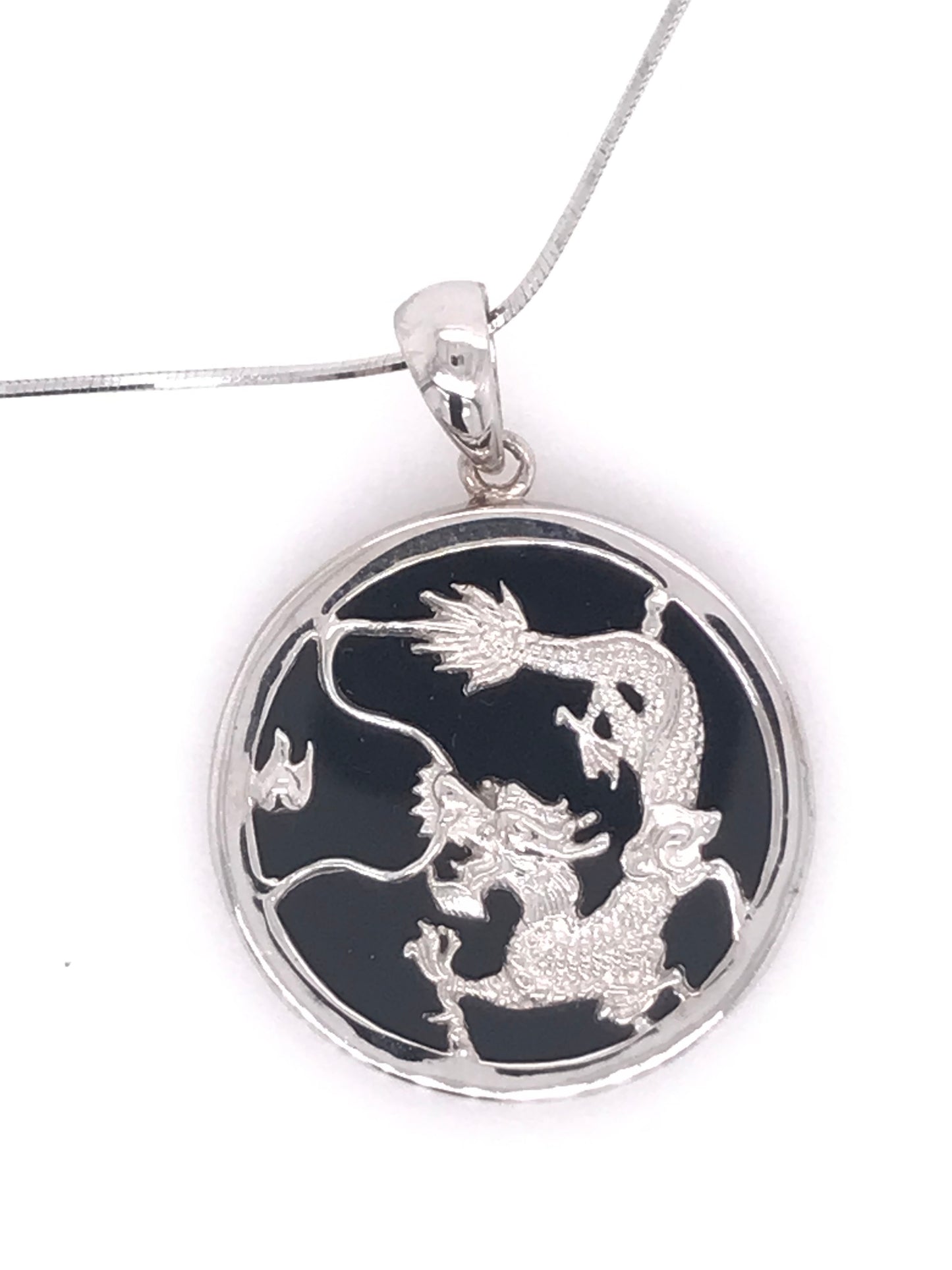 Black & White Onyx Dragon Pendant