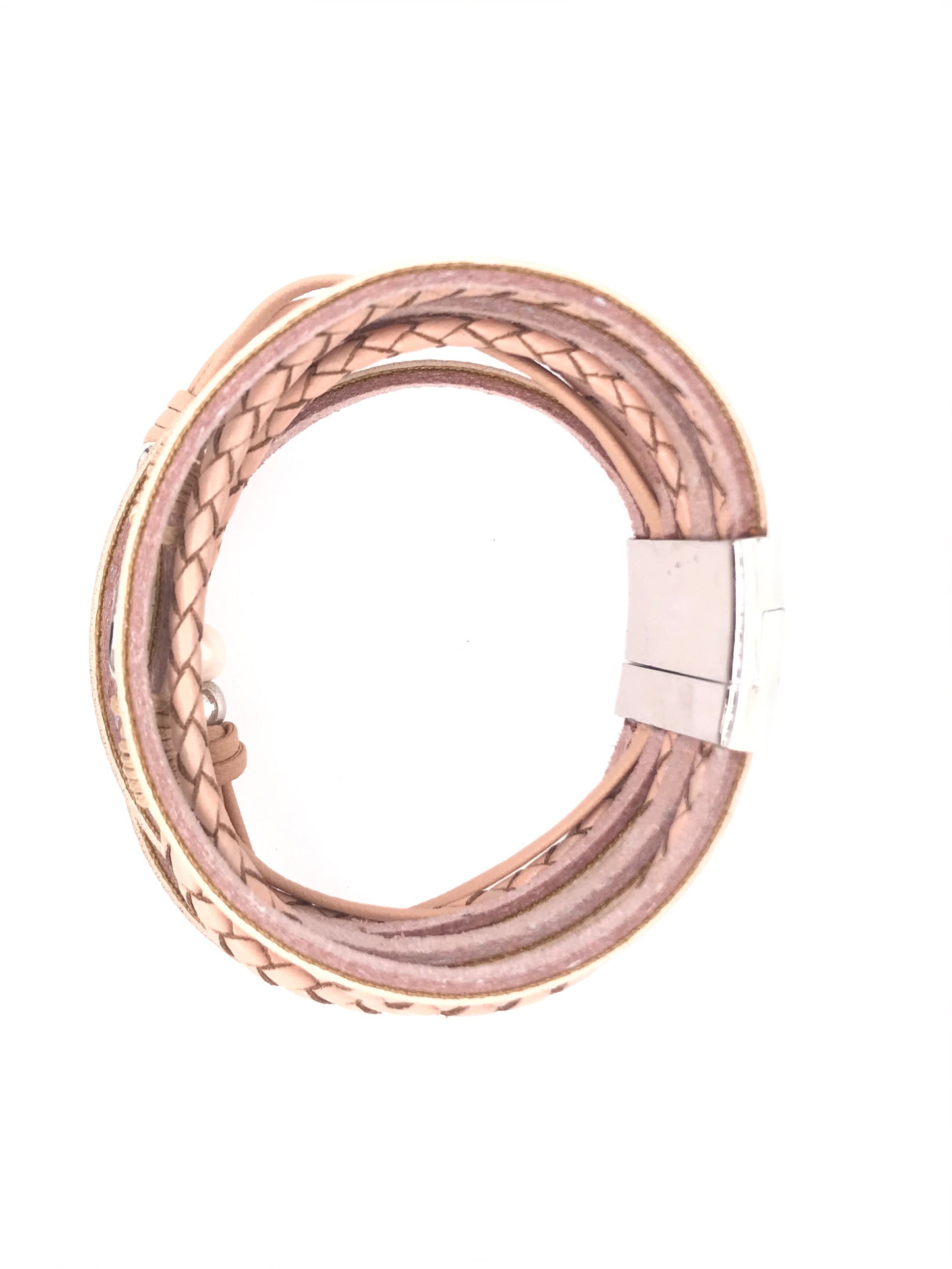 Multi-Layer Leather Magnetic Charm Bangle Bracelet